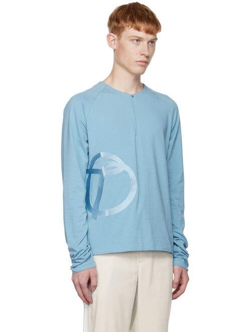 TheOpen Product SSENSE Exclusive Blue Symbol Half-Zip T-Shirt