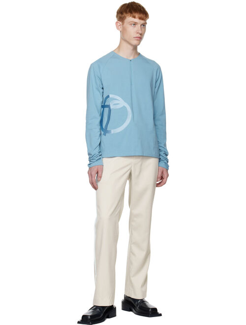 TheOpen Product SSENSE Exclusive Blue Symbol Half-Zip T-Shirt