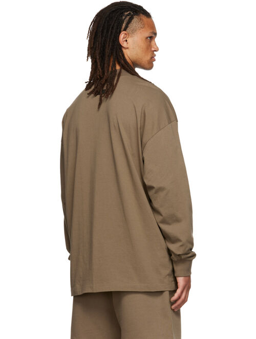 Essentials Brown Flocked Long Sleeve T-Shirt