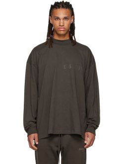 Essentials Gray Flocked Long Sleeve T-Shirt