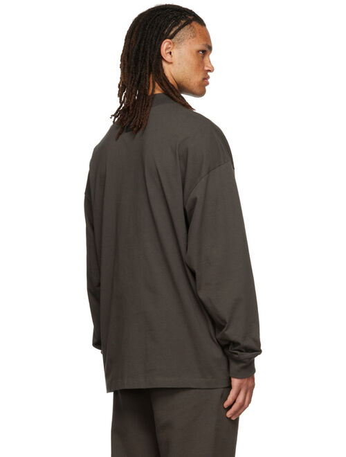 Essentials Gray Flocked Long Sleeve T-Shirt