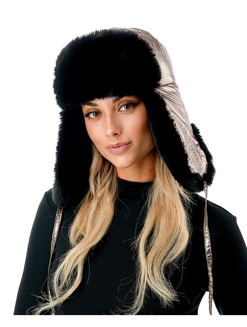 MARCUS ADLER Women's Metallic Faux Fur Trapper Hat