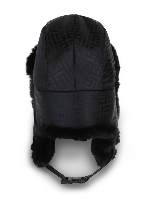 Balmain monogram faux-shearling trapper hat