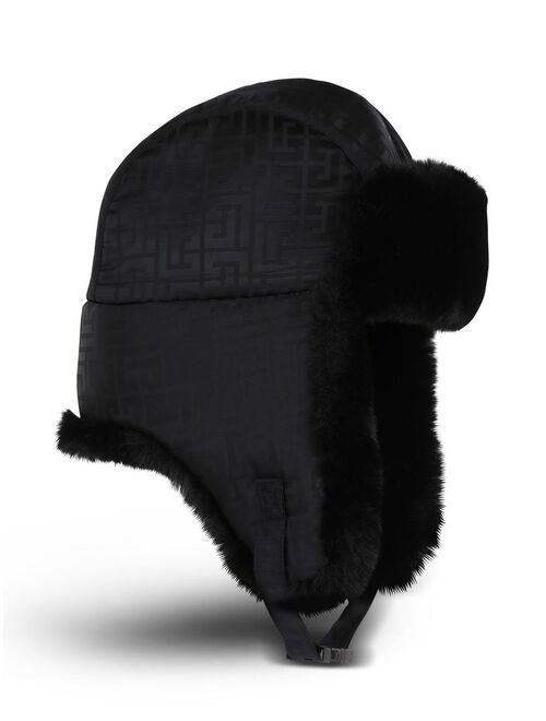 Balmain monogram faux-shearling trapper hat