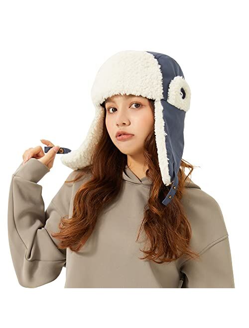 OHRAIN Unisex Waterproof Bomber Hats with Earflaps for Men & Women Winter Cozy Plush Ushanka Russian Hat