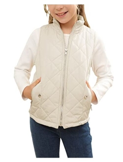 FISACE Girls Lightweight Puffer Vest Stand Collar Zip Quilted Sleeveless Gilet with Pocket