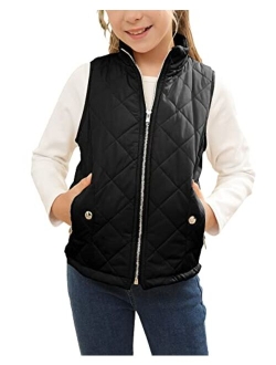 FISACE Girls Lightweight Puffer Vest Stand Collar Zip Quilted Sleeveless Gilet with Pocket