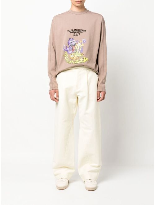 Jacquemus Octopizza graphic-print long-sleeved T-shirt