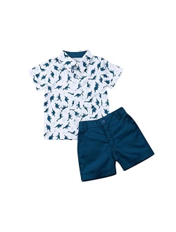 Bmnmsl Toddler Baby Boy Short Sleeve Button Down Shirt & Shorts Set 2T 3T 4T 5T 6T Outfits Summer Clothes