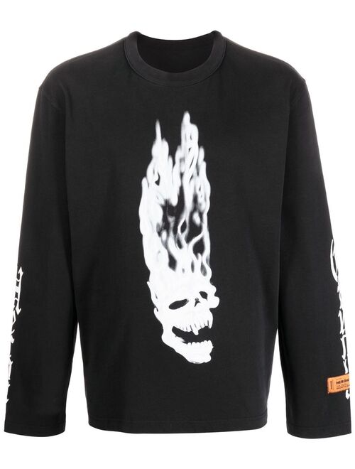 Heron Preston Flaming Skull long-sleeved T-shirt