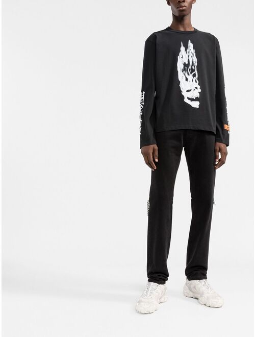 Heron Preston Flaming Skull long-sleeved T-shirt