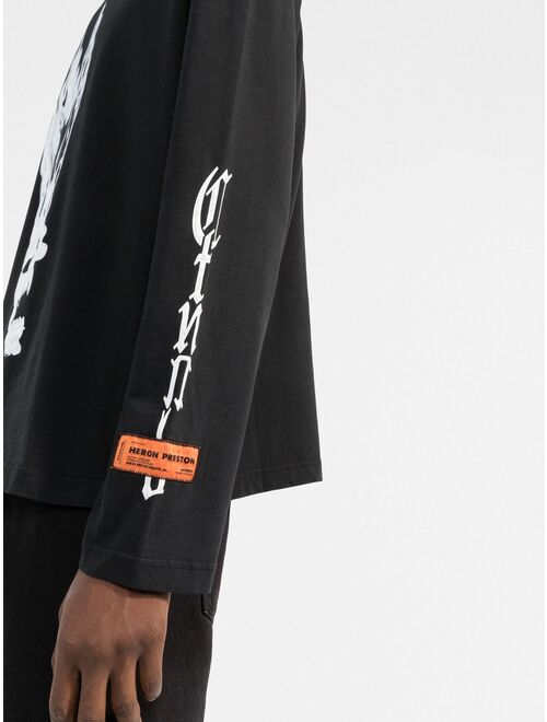 Heron Preston Flaming Skull long-sleeved T-shirt