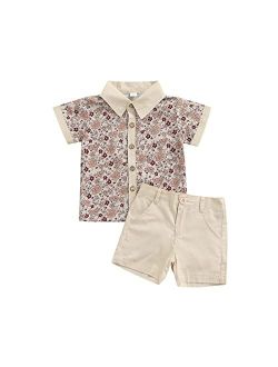 Biivrii Toddler Baby Boy Clothes Set Short Sleeve Shirt Shorts Set Summer Outfits 2 Piece Kids Suit Infant Floral Hawaiian Outfit