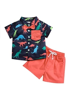 Biivrii Toddler Baby Boy Clothes Set Short Sleeve Shirt Shorts Set Summer Outfits 2 Piece Kids Suit Infant Floral Hawaiian Outfit