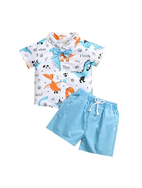 Biivrii Toddler Baby Boy Clothes Set Short Sleeve Shirt Shorts Set Summer Outfits 2 Piece Kids Suit Infant Floral Hawaiian Outfit