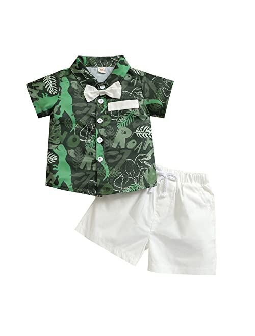 Biivrii Toddler Baby Boy Clothes Set Short Sleeve Shirt Shorts Set Summer Outfits 2 Piece Kids Suit Infant Floral Hawaiian Outfit