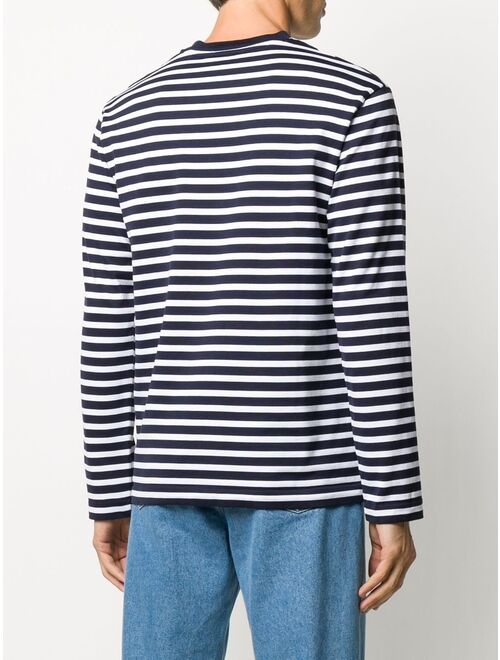 Maison Kitsune fox-embroidered striped T-shirt