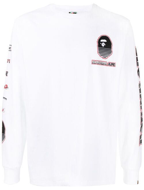 A BATHING APE logo-print long-sleeve T-shirt