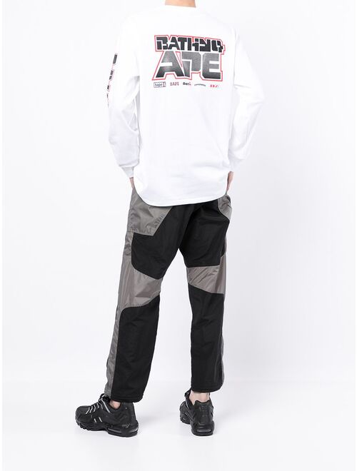 A BATHING APE logo-print long-sleeve T-shirt