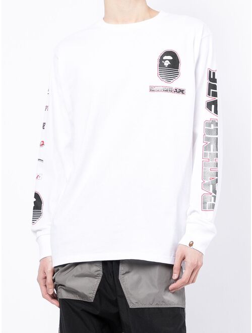 A BATHING APE logo-print long-sleeve T-shirt