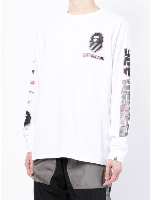 A BATHING APE logo-print long-sleeve T-shirt