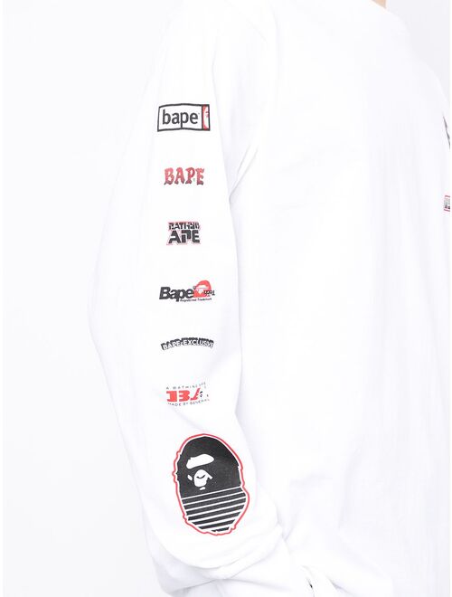 A BATHING APE logo-print long-sleeve T-shirt