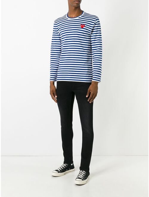 Comme Des Garcons Play striped heart embellished T-shirt