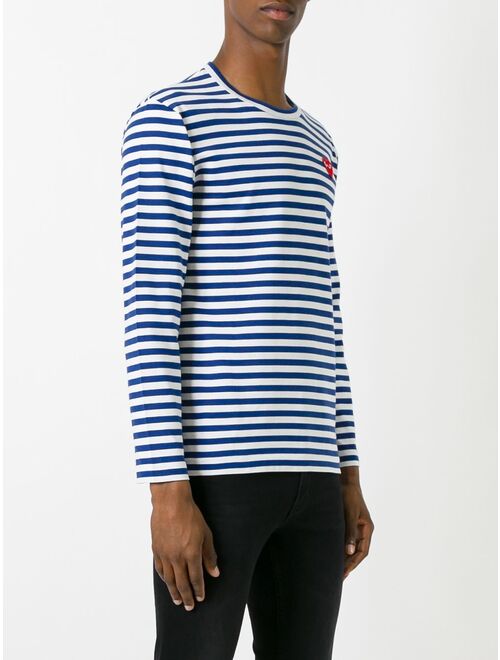 Comme Des Garcons Play striped heart embellished T-shirt