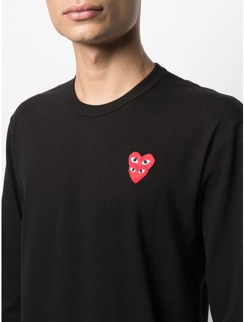 Comme Des Garcons Play embroidered Two Heart T-shirt