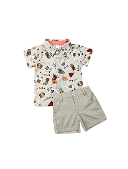 Ciycuit Toddler Baby Boys Summer Print Shirt Outfits Clothes Short Sleeve Button Down Tops + Shorts Set