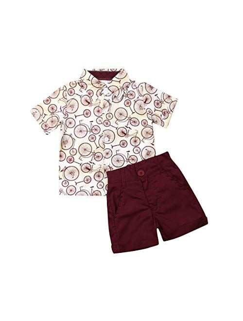 Ciycuit Toddler Baby Boys Summer Print Shirt Outfits Clothes Short Sleeve Button Down Tops + Shorts Set