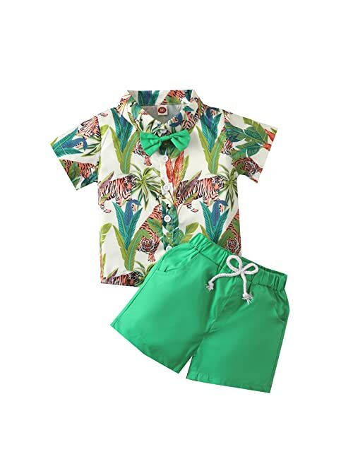 Ciycuit Toddler Baby Boys Summer Print Shirt Outfits Clothes Short Sleeve Button Down Tops + Shorts Set