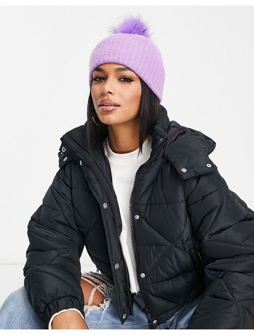 ASYOU faux fur bobble beanie in lilac