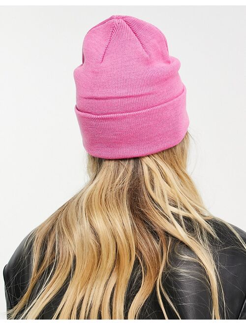 Only ribbed beanie in bright pink