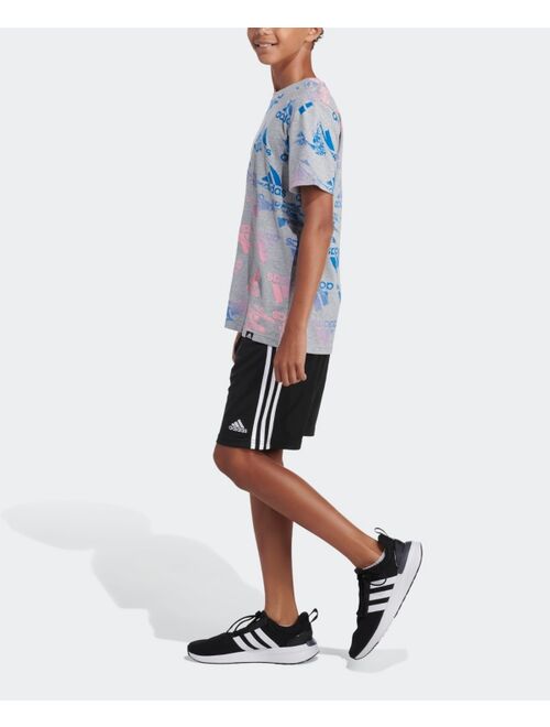 adidas Big Boys Short Sleeve Glitchy All Over Print Heather T-shirt