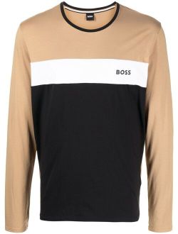 long-sleeve colour-block T-shirt