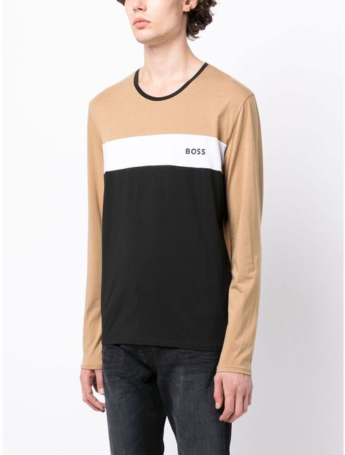 long-sleeve colour-block T-shirt