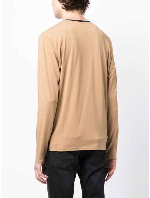 long-sleeve colour-block T-shirt