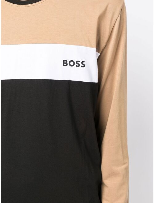 long-sleeve colour-block T-shirt