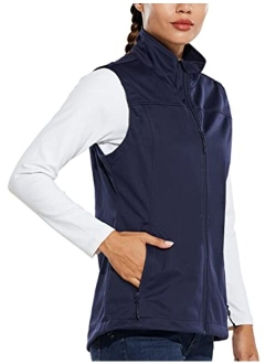 Women's Lightweight Vest Softshell Sleeveless Jacket Windproof Stand Collar with Zipper Pockets Running Hiking Golf