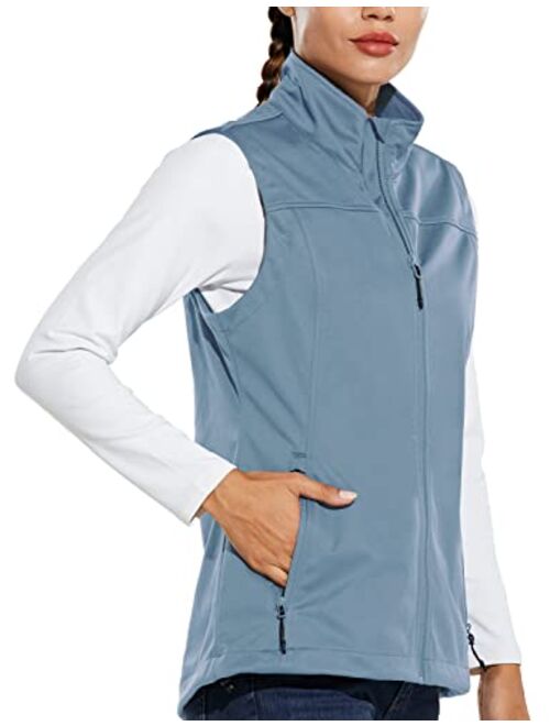 BALEAF Women's Lightweight Vest Softshell Sleeveless Jacket Windproof Stand Collar with Zipper Pockets Running Hiking Golf