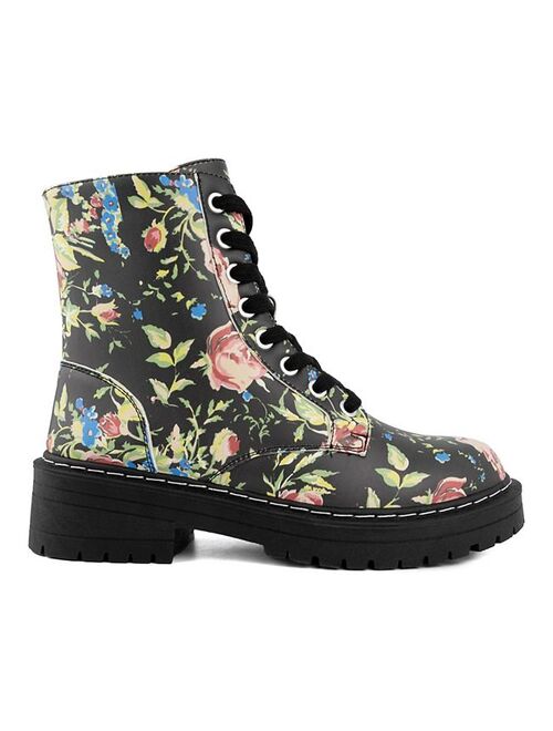 sugar Kaedy Women's Floral Combat Boots