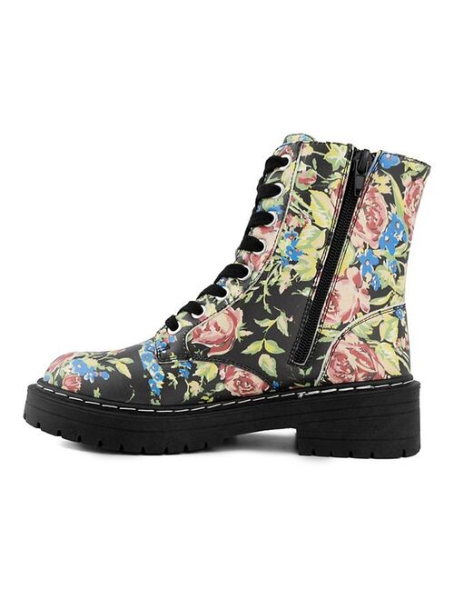 sugar Kaedy Women's Floral Combat Boots