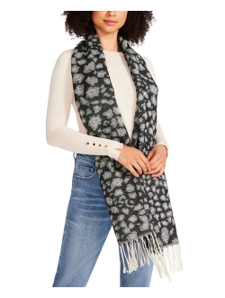 Women's Tricolor Leopard-Print Scarf with Fringe Detail