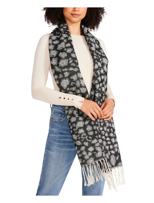 STEVE MADDEN Women's Tricolor Leopard-Print Scarf with Fringe Detail