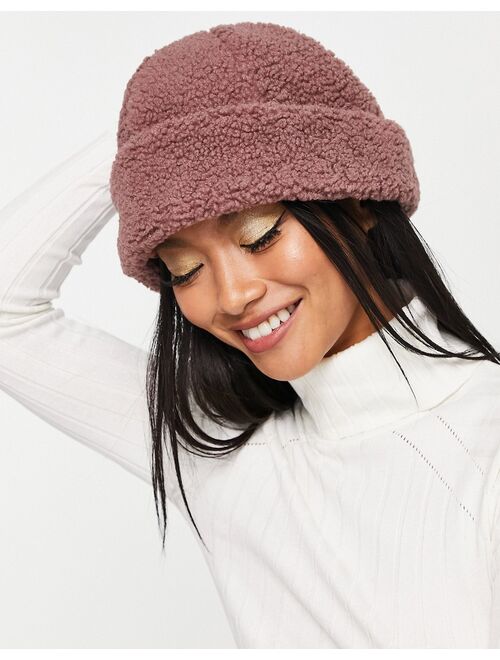 ASYOU borg beanie hat in mauve