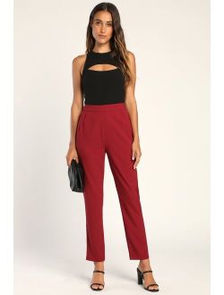 Kick It Burgundy High-Waisted Trouser Pants