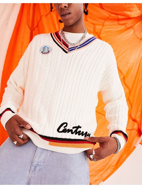 ASOS DESIGN oversized spliced cricket sweater