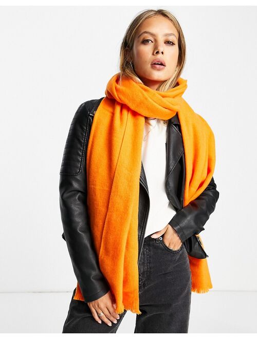 ASOS DESIGN raw edge scarf in bright orange