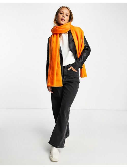 ASOS DESIGN raw edge scarf in bright orange